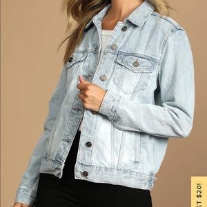 Label Pyt Light Wash Denim Jacket Size 